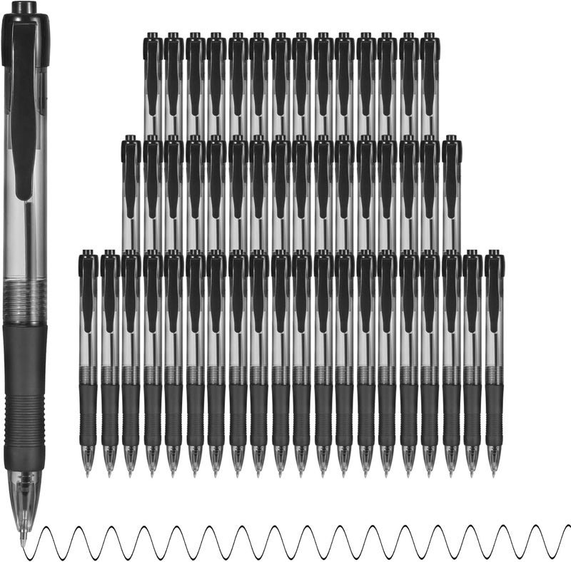 deegtran Pens Bulk, 50 Pack No Bleed Black Ink Click Pens with Soft Grip, Wholesale Retractable Ballpoint Pens for Office School, Medium Point Smooth 1.0MM - Image 1